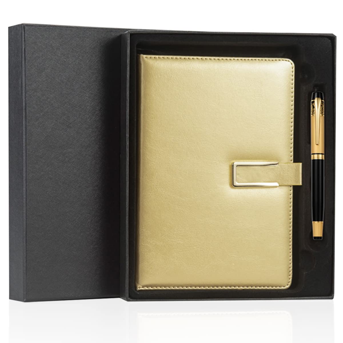 HASTHIP Gold Fountain Pen + Golden Notebook Gift Box Packing for School Office Writing Stationery, Metal Body Executive Pen for Husband Perfect Gifts Box Set HASTHIP Gold Fountain Pen + Golden Notebook Gift Box Packing for School Office Writing Stationery, Metal Body Executive Pen for Husband Perfect Gifts Box Set